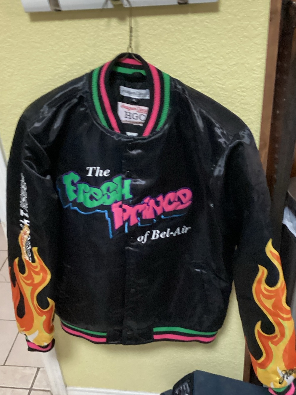 HGC 'Fresh Prince of Bel-Air' Kids Black Puffer Jacket with Pink & Green Trim